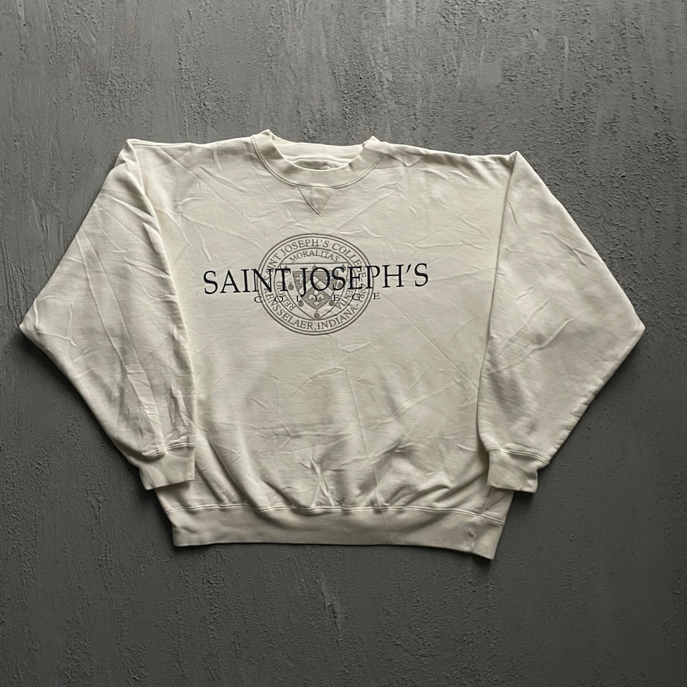 Vintage Saint Joseph's College Sweatshirt Mens Large Cream 90s Gear For Sports